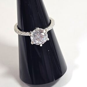 STUNNING New Pave Solitaire Ring Size 7